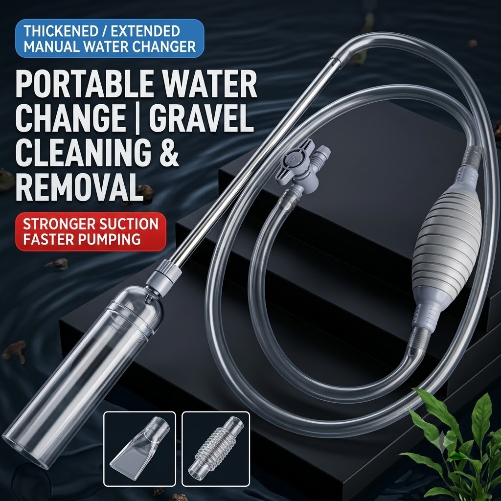 Planted Aquarium Maintenance Kit - Aquarium Siphon, Manual Water Changer, Fish