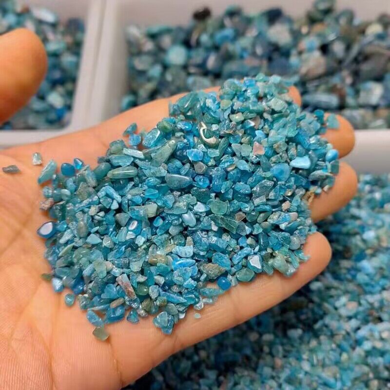Planted Aquarium Making - Natural Blue Apatite Crushed Crystal Tumbled
